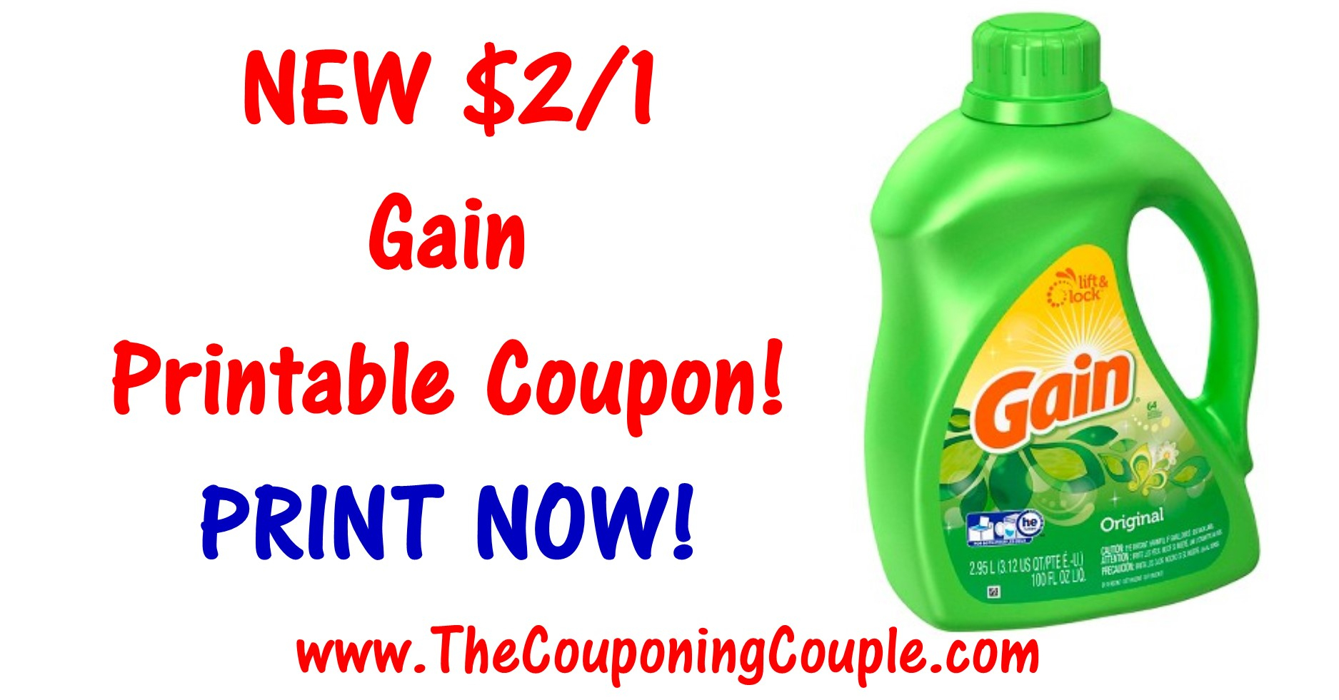 Free Printable Gain Laundry Detergent Coupons