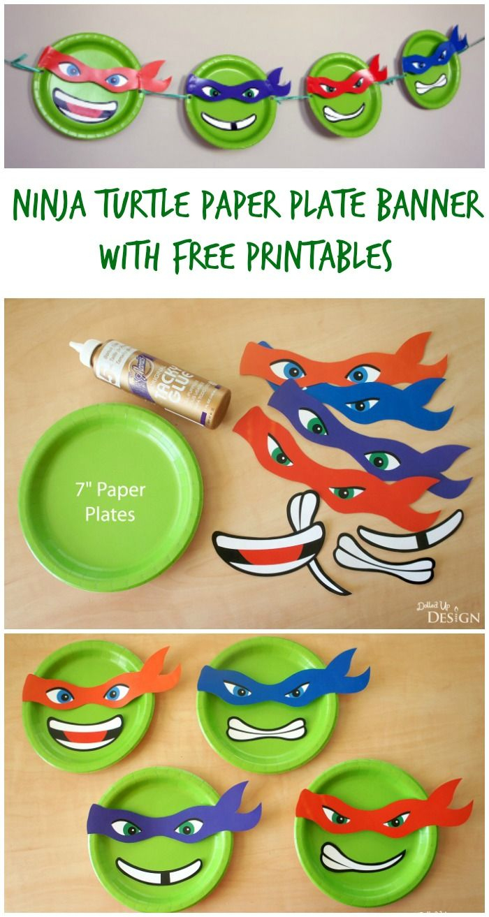 Ninja Turtle Paper Plate Banner With Free Printables | Moms - Free Printable Teenage Mutant Ninja Turtle Cupcake Toppers