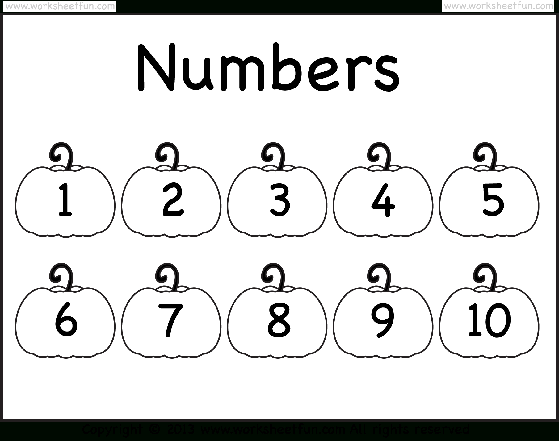 Number Chart – 1-10 – Worksheet / Free Printable Worksheets - Free Printable Numbers 1 10
