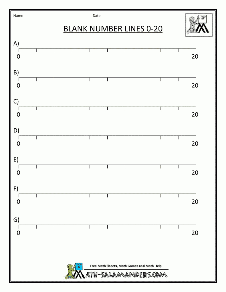 Number Lin Activities For Kindergarten | Number Lines Printable 1 50 - Free Printable Number Line 0 20