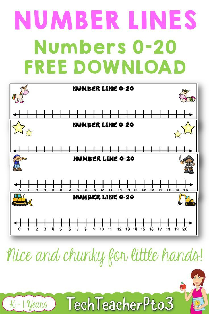 Number Lines 0 To 20 Unicorns Stars Construction Pirates Free - Free Printable Number Line For Kids