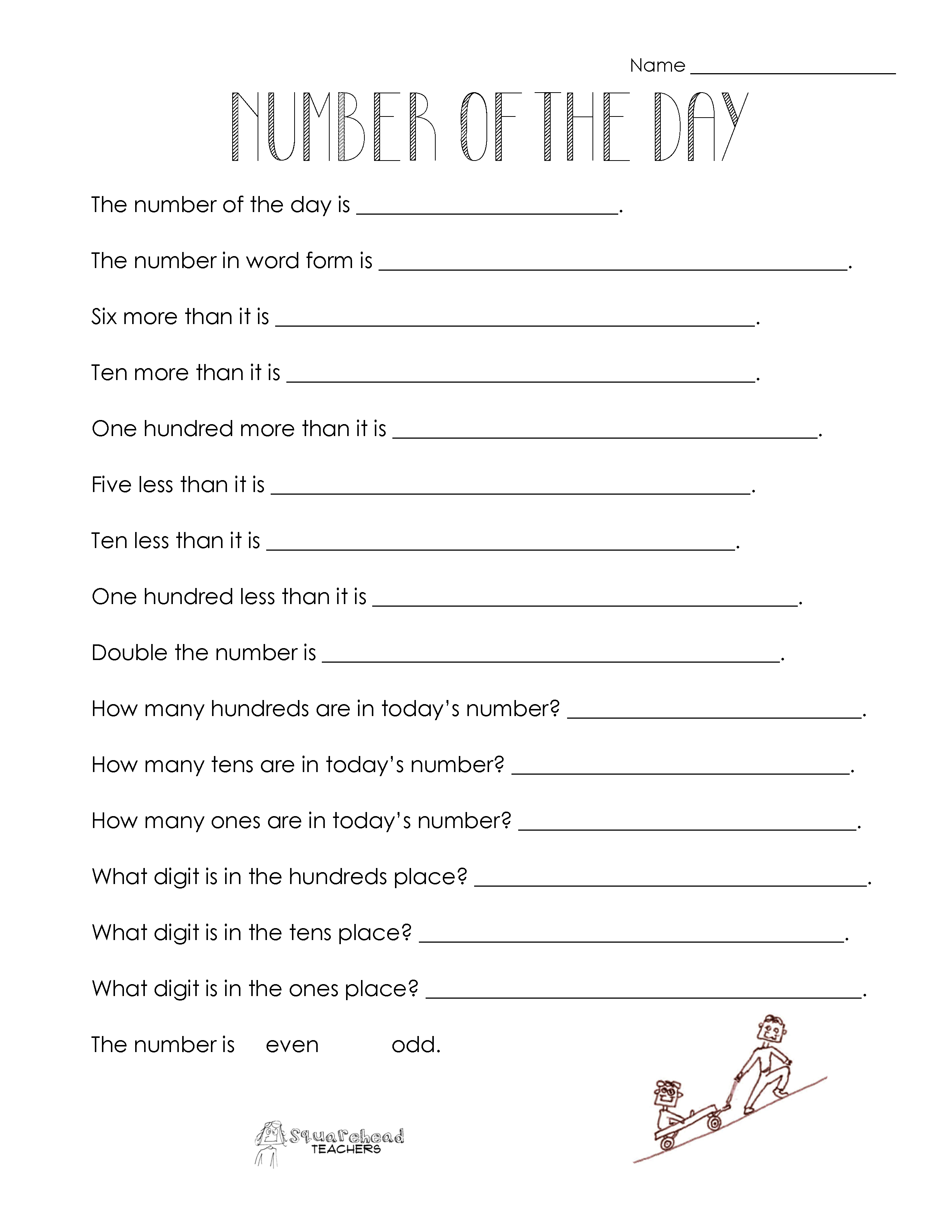 Number Of The Day (Worksheet Collection) | Squarehead Teachers - Free Printable Number Of The Day Worksheets