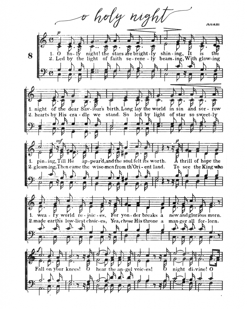 O Holy Night - Free Printable Christmas Sheet Music - Our | Free - Free Printable Sheet Music