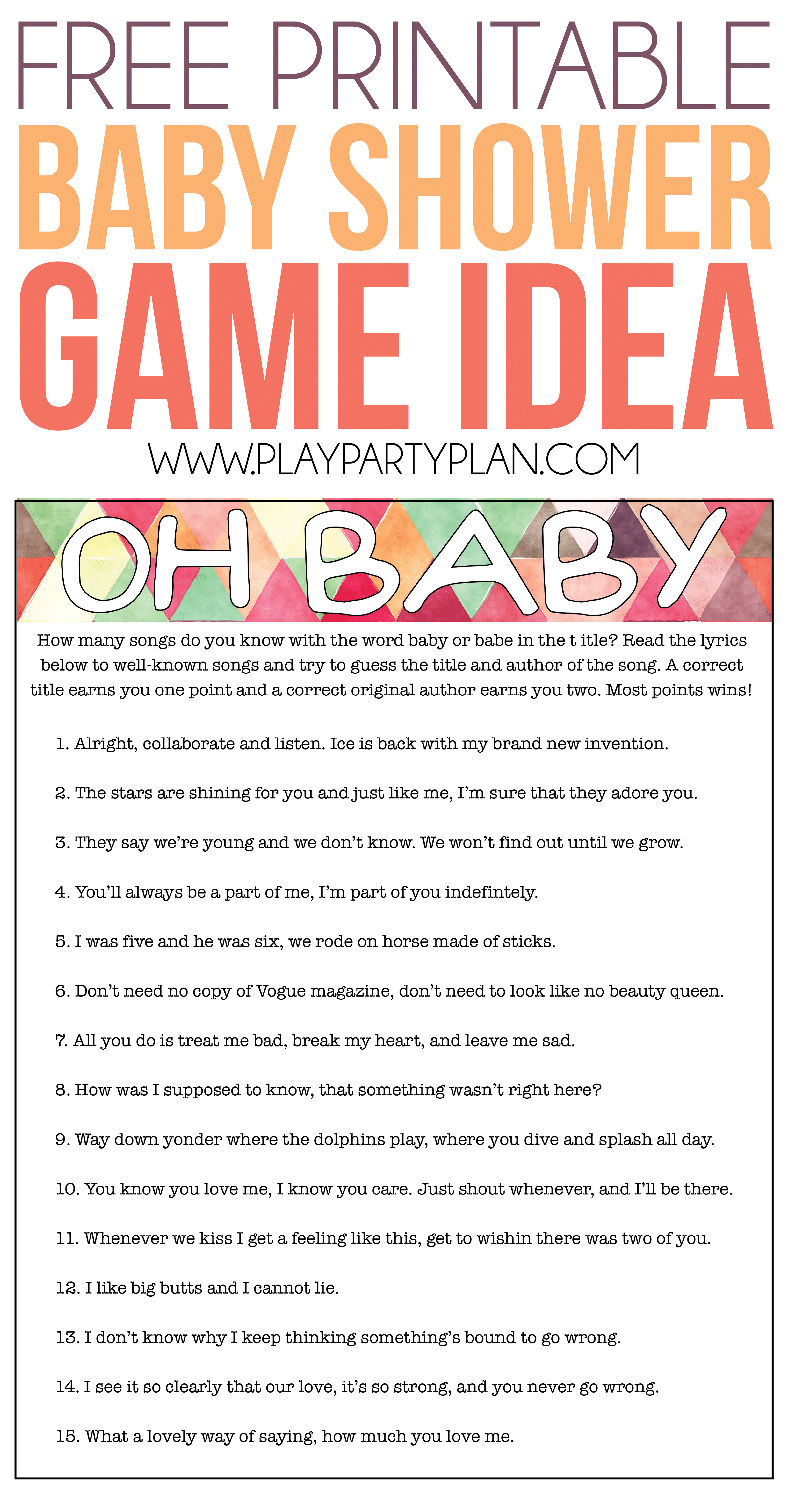 Oh Baby! Free Printable Baby Shower Game Expecting Moms Will Love - Free Printable Baby Shower Games For Large Groups
