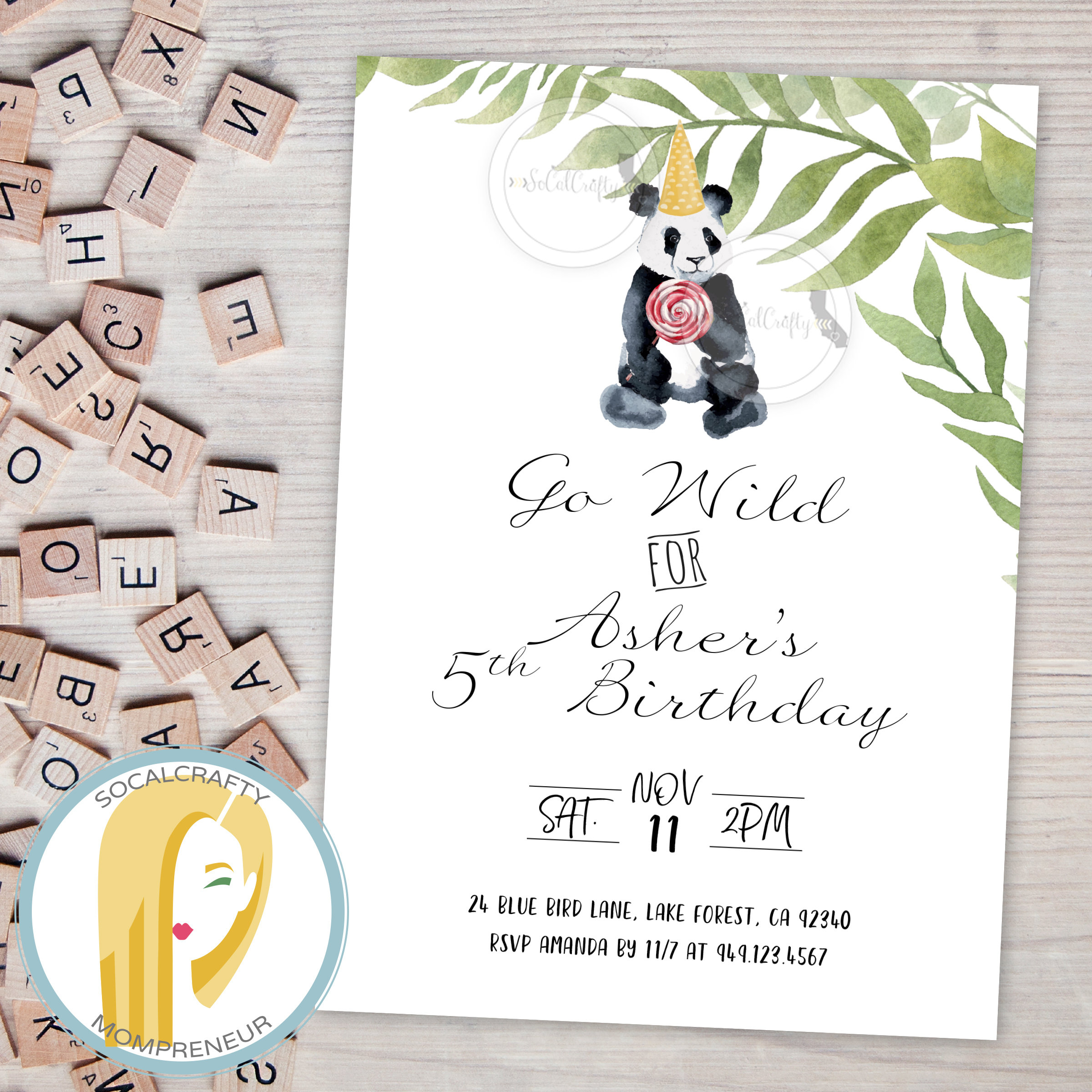 Panda Bear Birthday Party Invitation Zoo Animal Invitation | Etsy - Panda Bear Invitations Free Printable