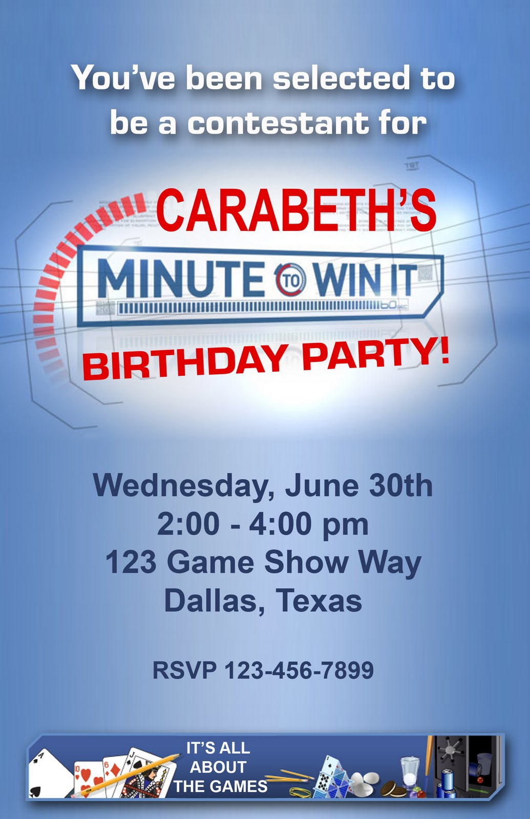 Paper Perfection: Free &amp;quot;minute To Win It&amp;quot; Birthday Party Invitation - Free Printable Minute To Win It Invitations