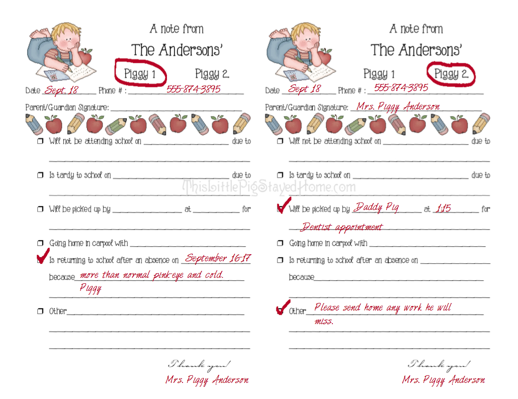Parent Notes From Home To School. Free Printable Notes To Send With - Free Printable School Notes