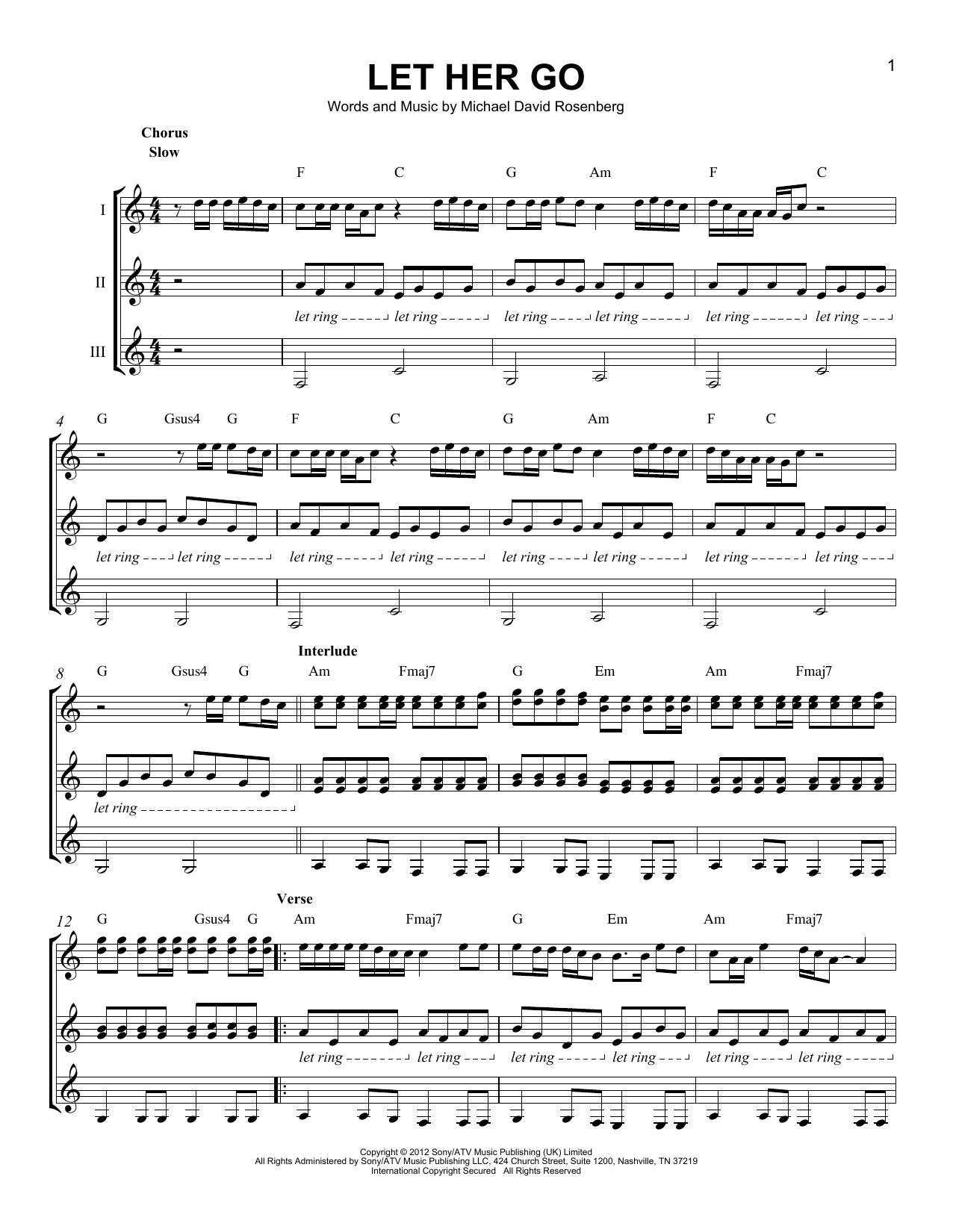Passenger &amp;quot;let Her Go&amp;quot; Sheet Music Notes, Chords | Printable Rock - Let Her Go Piano Sheet Music Free Printable