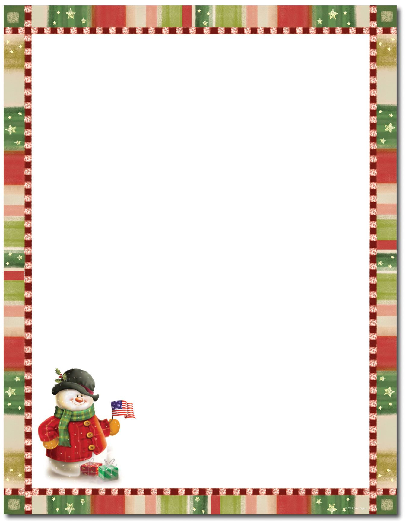 Patriotic Snowman Letterhead | Christmas Stationery | Christmas - Free Printable Christmas Stationary