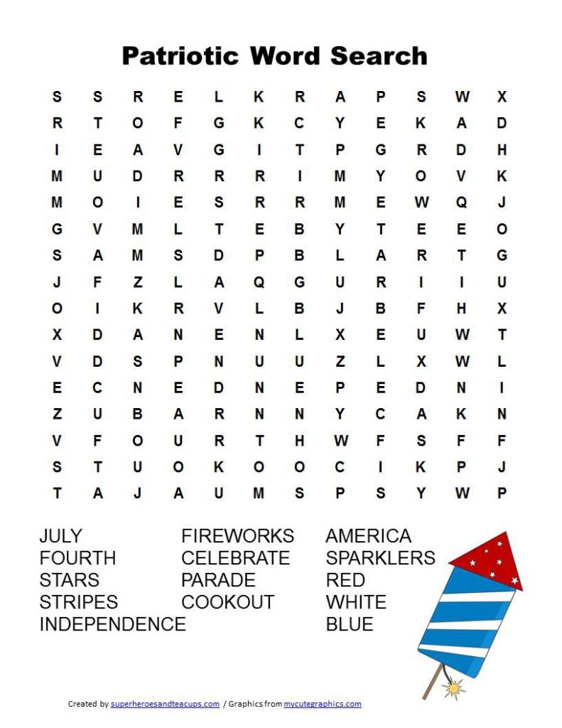 Patriotic Word Search Free Printable - Free Search A Word Printable