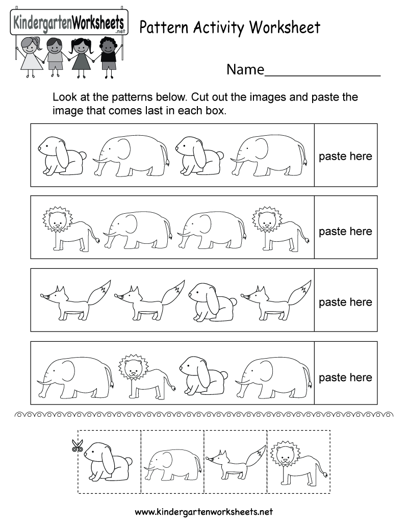 Pattern Activity Worksheet - Free Kindergarten Worksheet For Kids - Free Printable Kindergarten Worksheets Cut And Paste