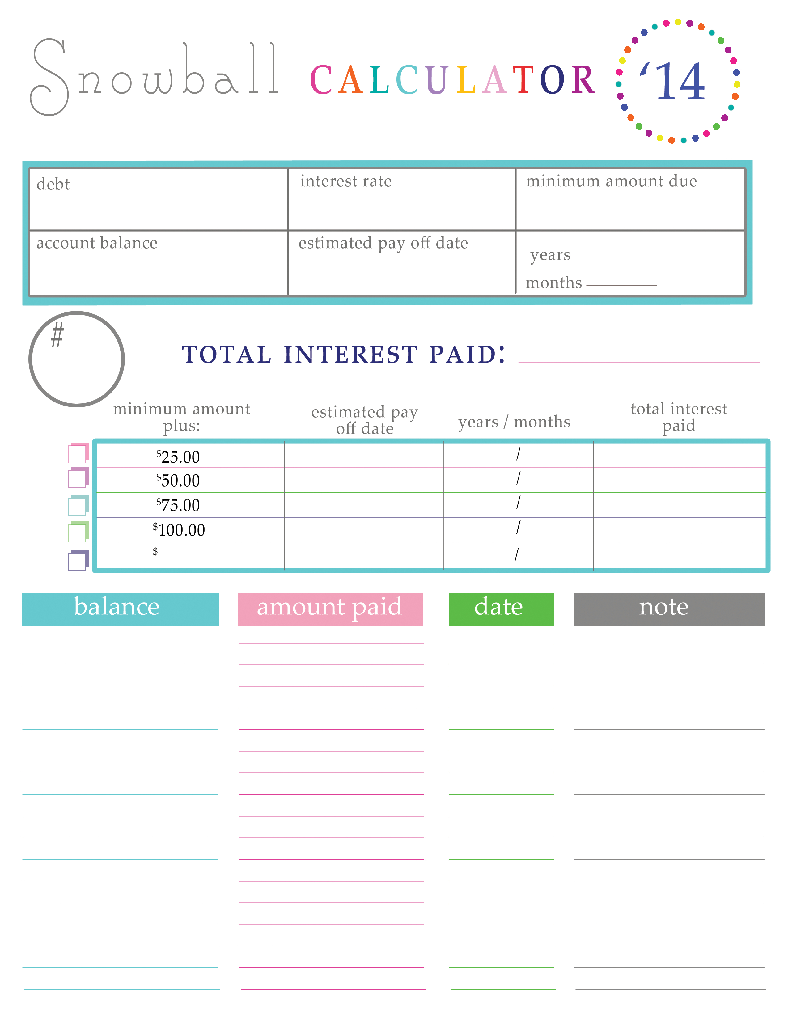 Paying Off Debt Worksheets - Free Printable Debt Snowball Worksheet