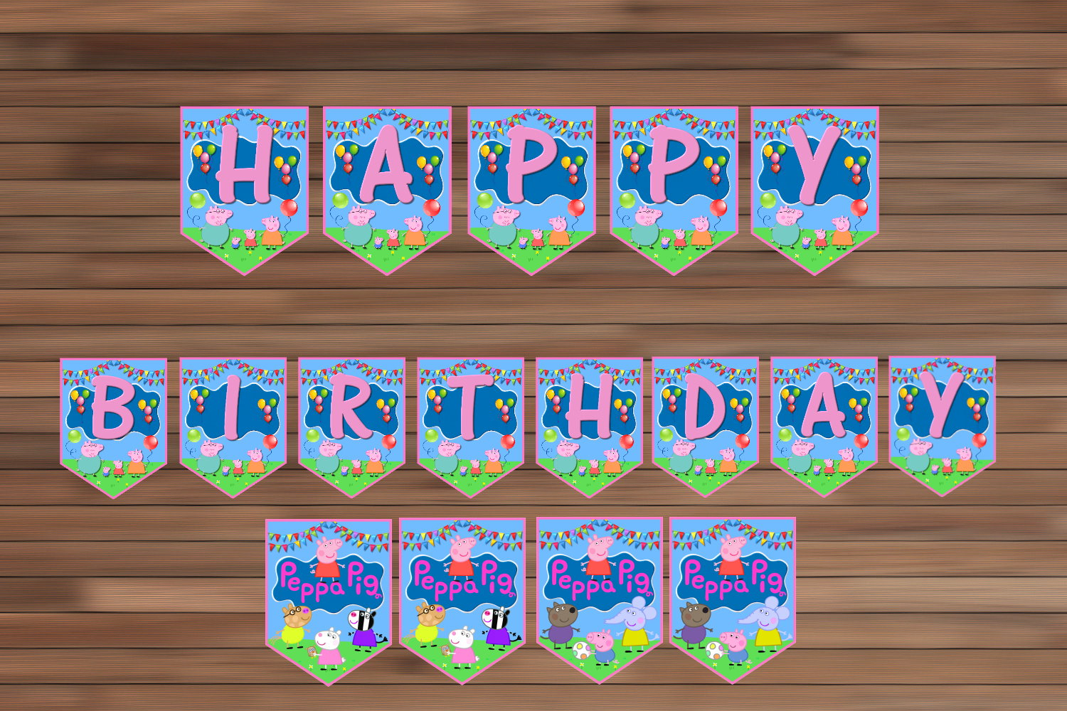 Peppa Pig Birthday Party Decoration, Peppamagianrainbow On Zibbet - Peppa Pig Birthday Banner Printable Free