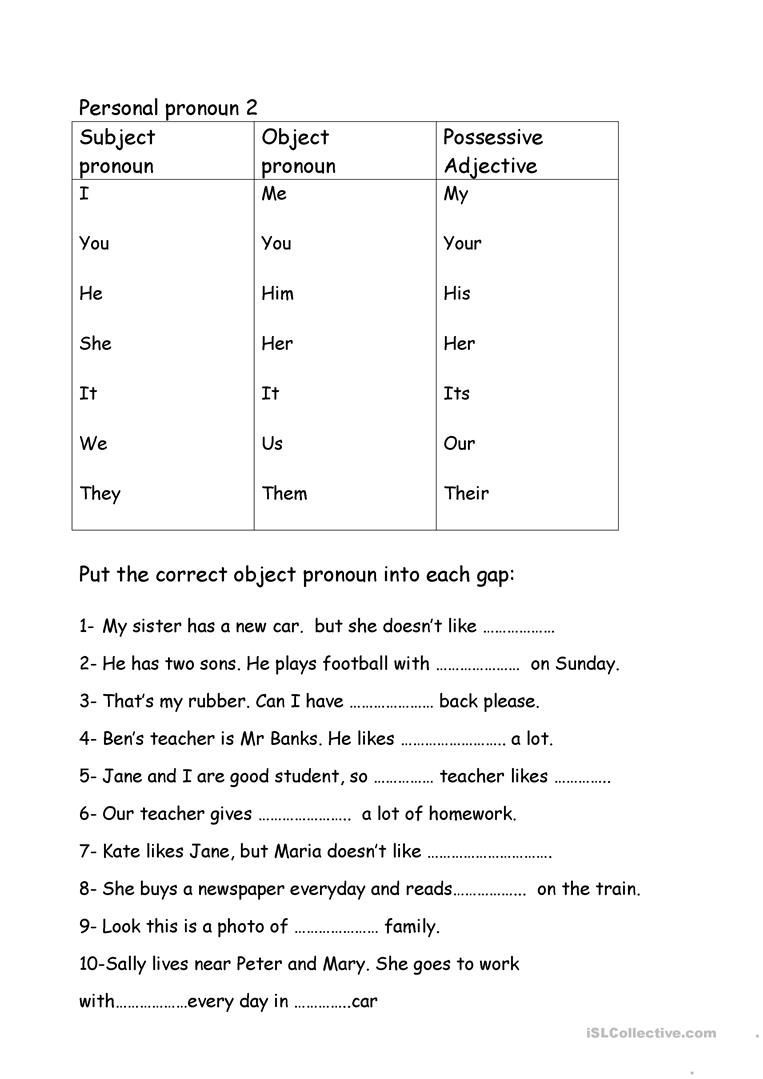 Personal Pronouns | English Lessons | Pronoun Worksheets, Object - Free Printable Pronoun Worksheets For 2Nd Grade