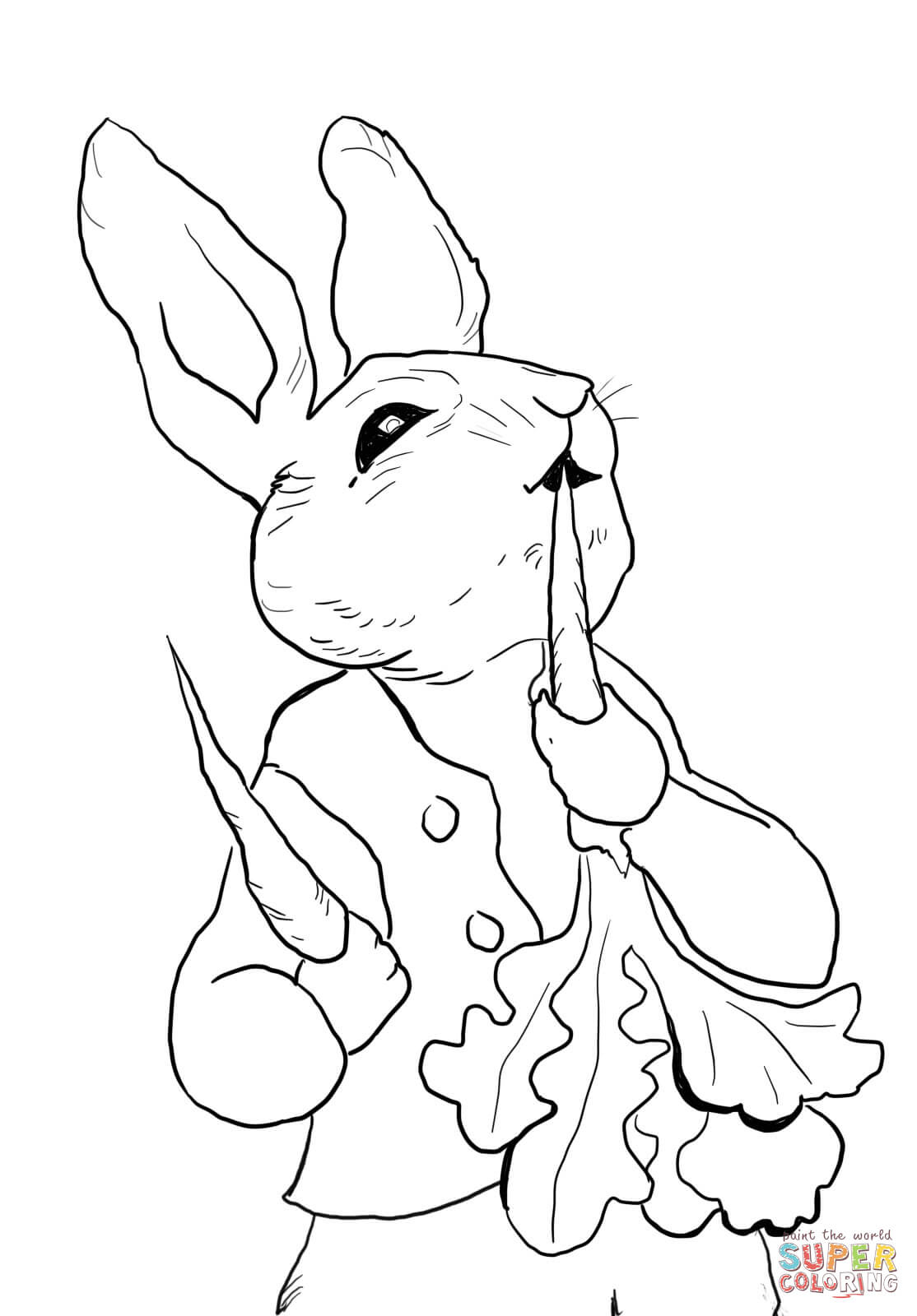 Peter Rabbit Eating Radishes Coloring Page | Free Printable Coloring - Free Printable Peter Rabbit Coloring Pages