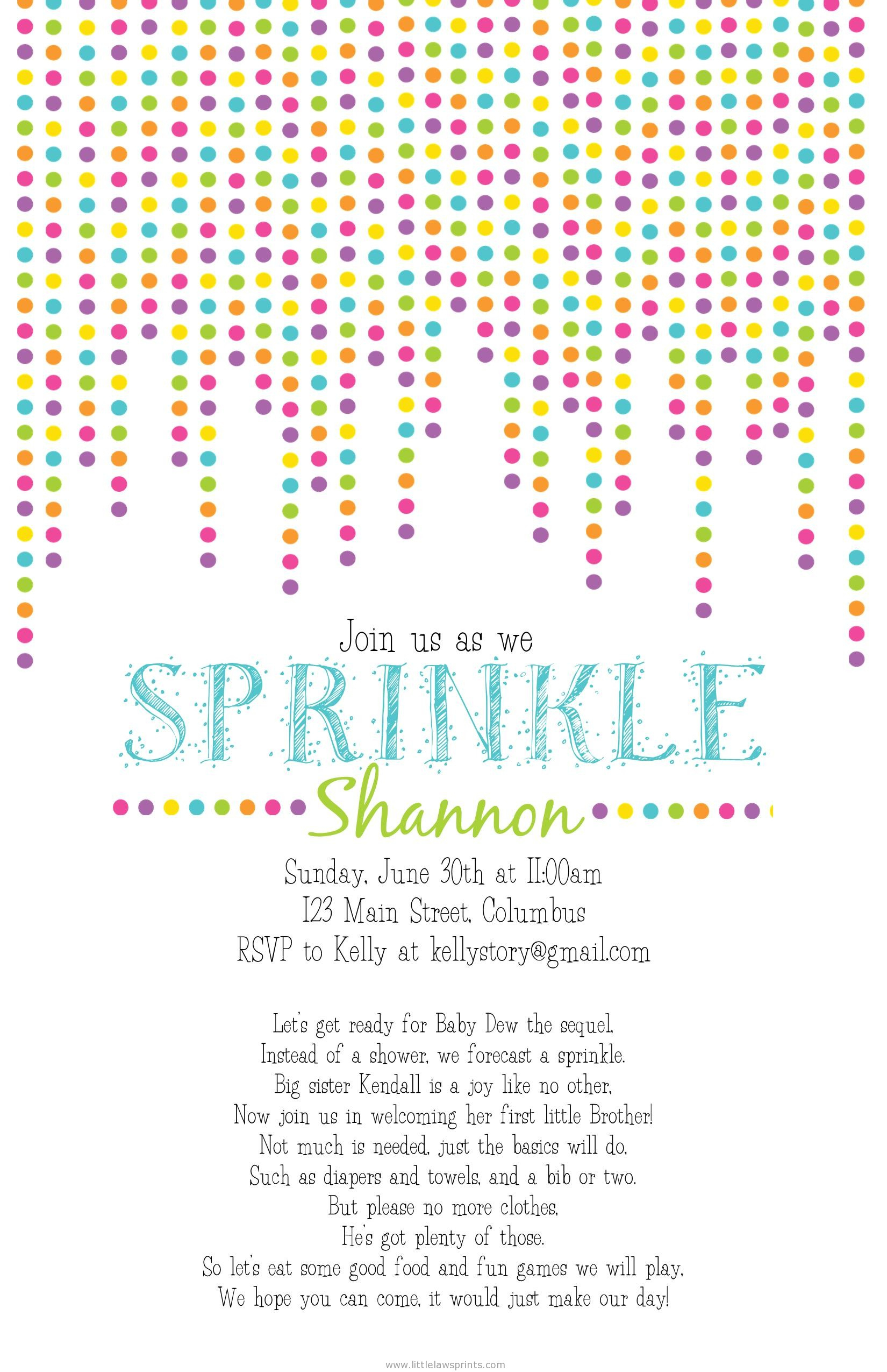 Photo : Baby Sprinkle Invitations Party Image - Free Printable Baby Sprinkle Invitations