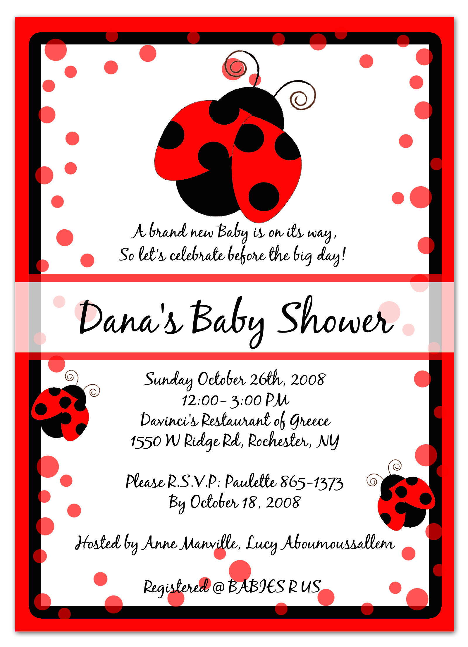 Photo : Cheap Sweet Pea Invitations Image - Free Printable Ladybug Baby Shower Invitations Templates