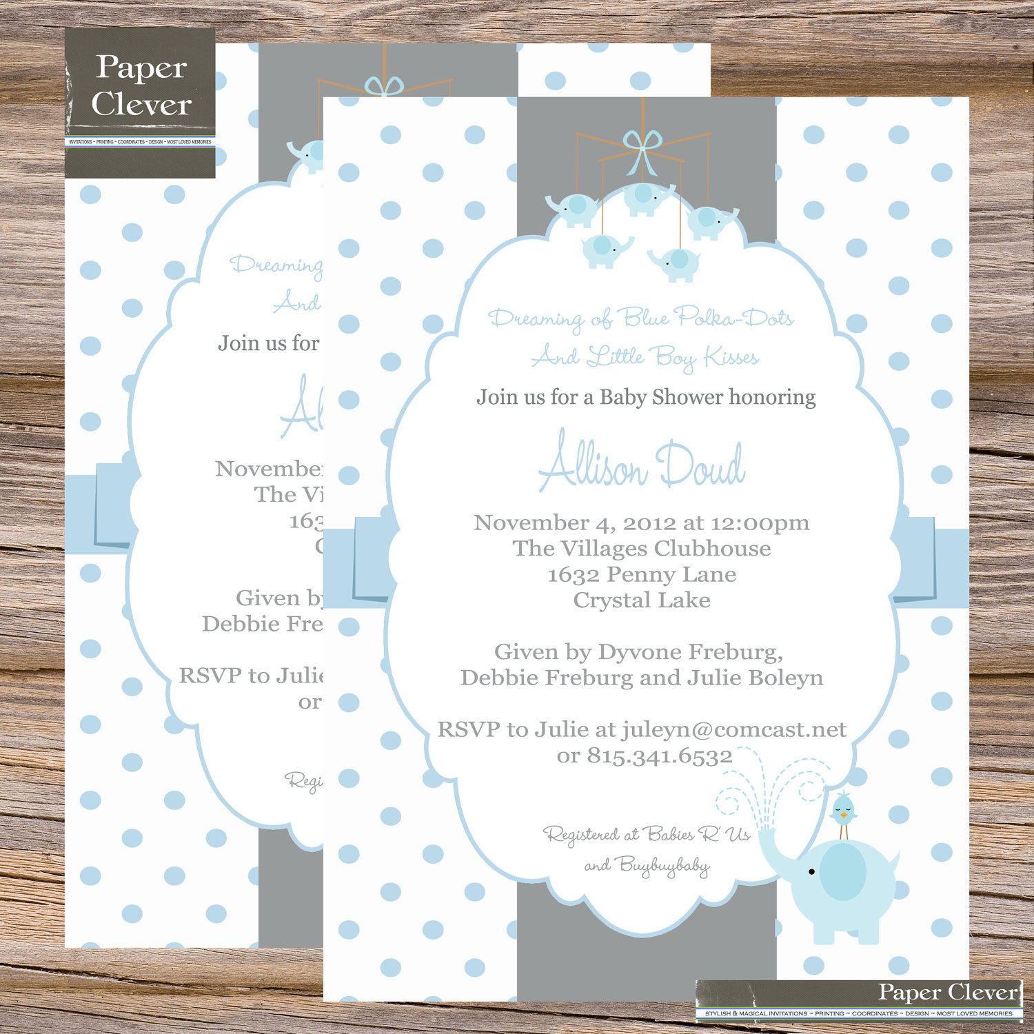 Photo : Elephant Themed Baby Shower Invitation Image - Free Printable Elephant Baby Shower