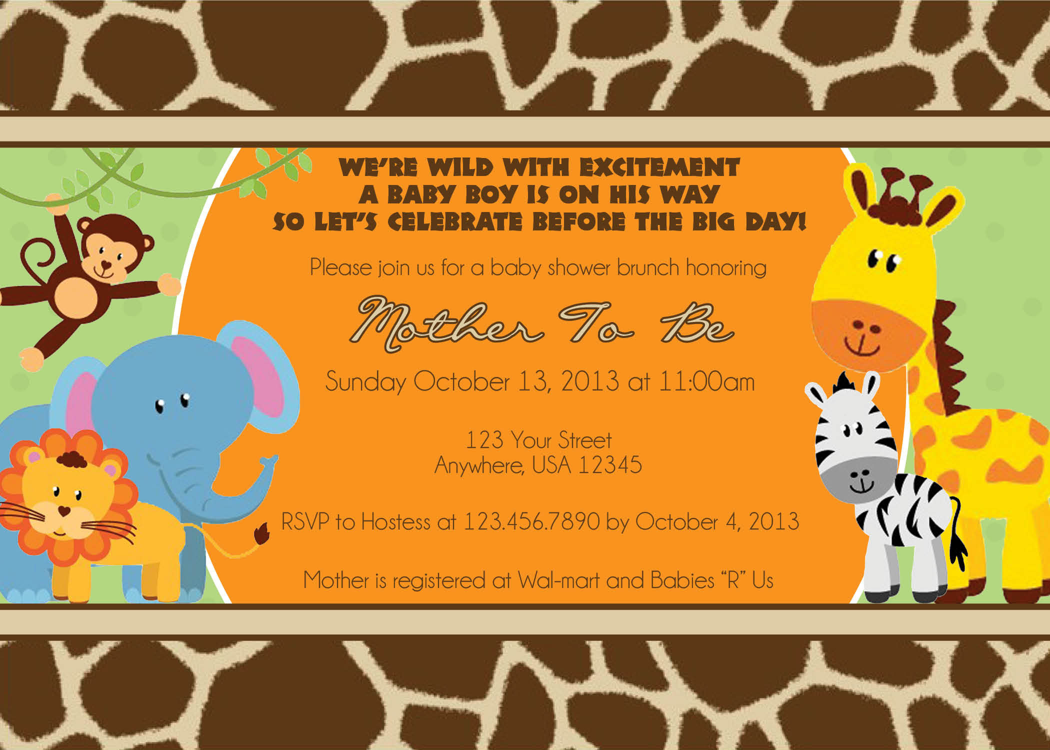 Photo : Jungle Baby Shower Invitations Image - Free Printable Jungle Safari Baby Shower Invitations
