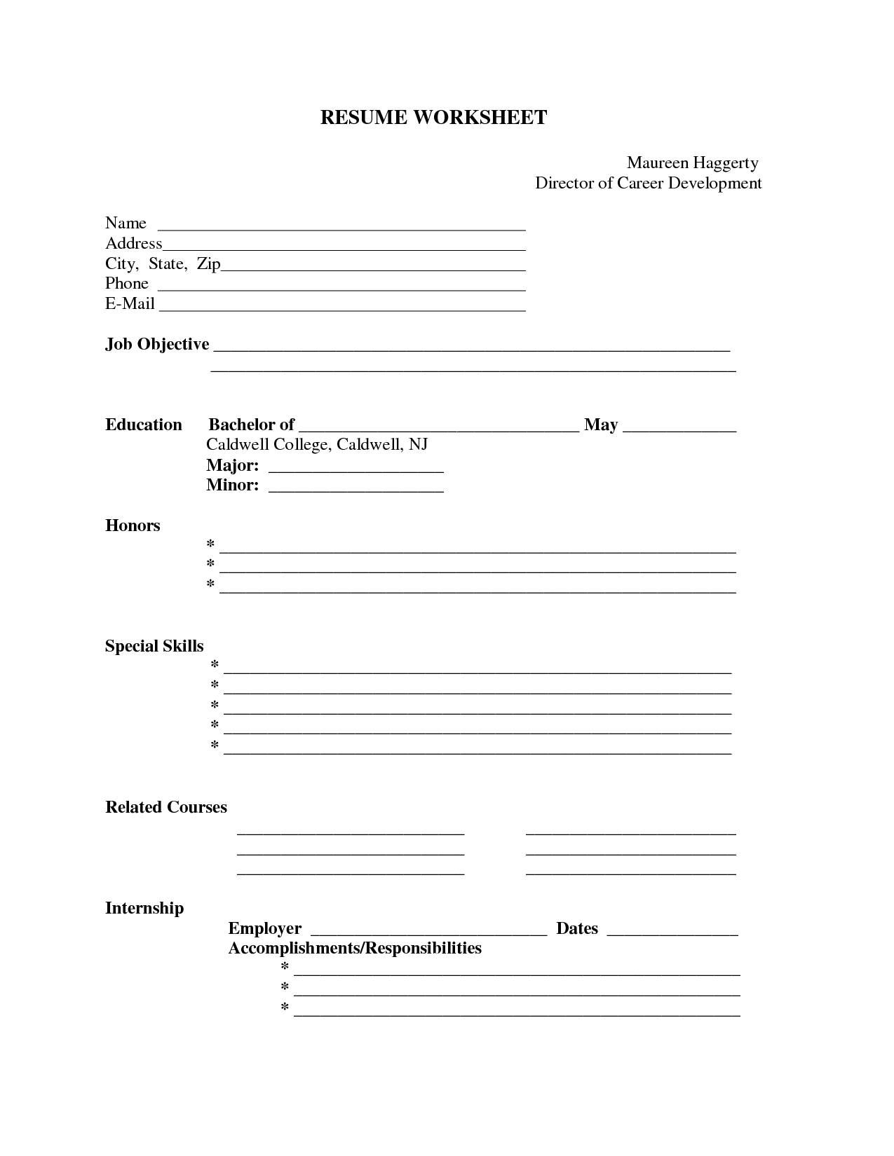 Pin Oleh Jobresume Di Resume Career Termplate Free | Resume Form - Free Printable Fill In The Blank Resume Templates