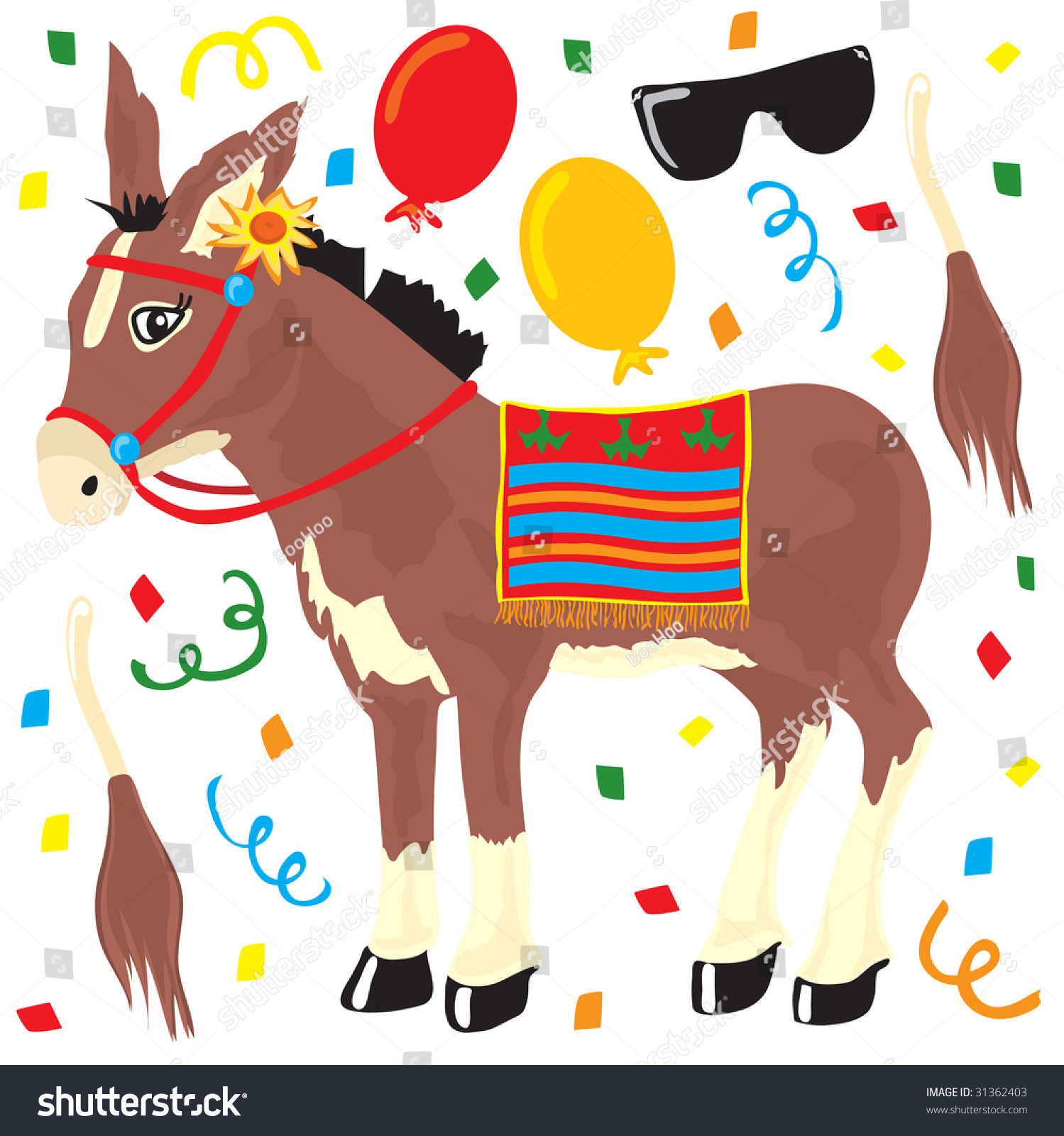 Pin Tail On Donkey Party Elements Stock Vector (Royalty Free - Pin The Tail On The Donkey Printable Free