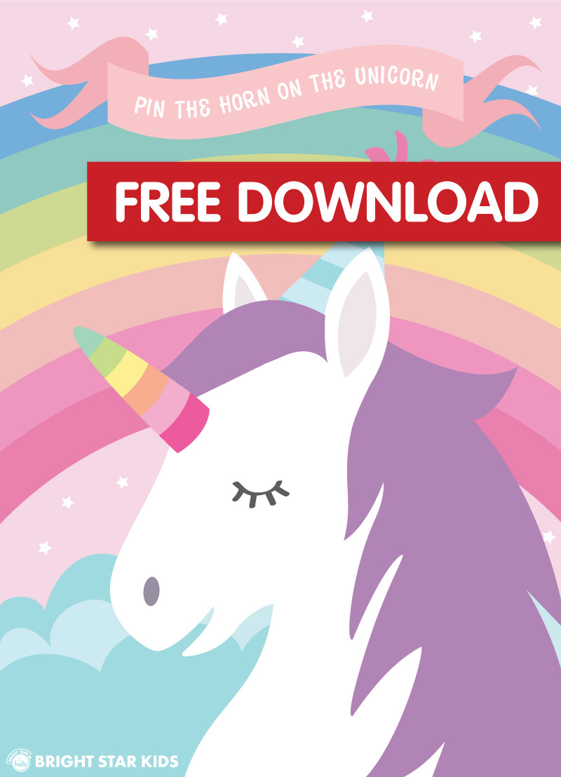 Pin The Horn On The Unicorn Free Printable - Bright Star Kids - Printable Posters Free Download