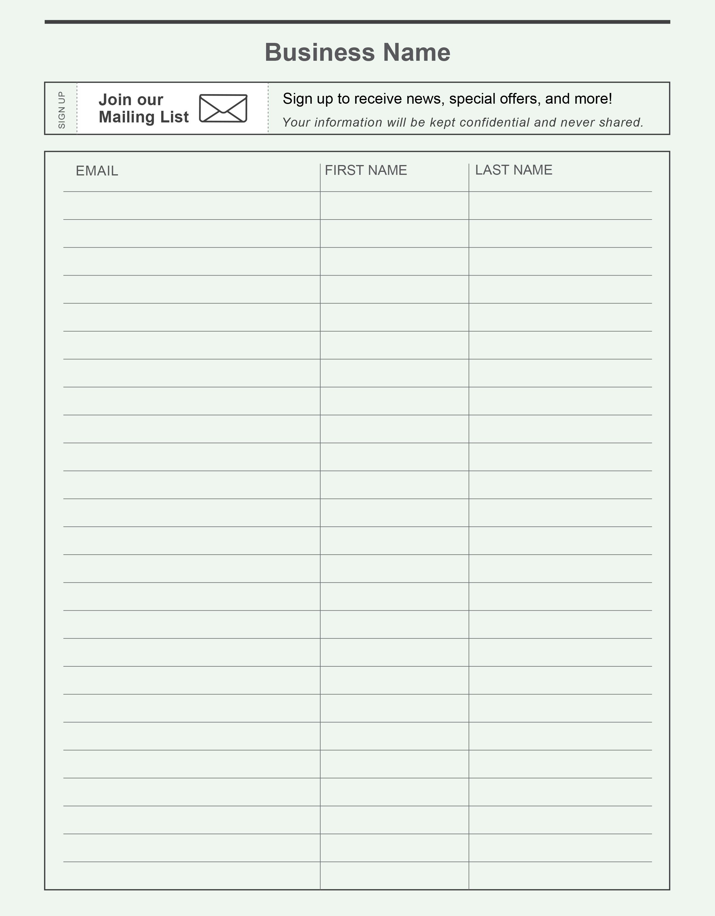 Pinconstant Contact On Grow Your Email List | Free Stuffmail - Free Printable Salon Sign In Sheets