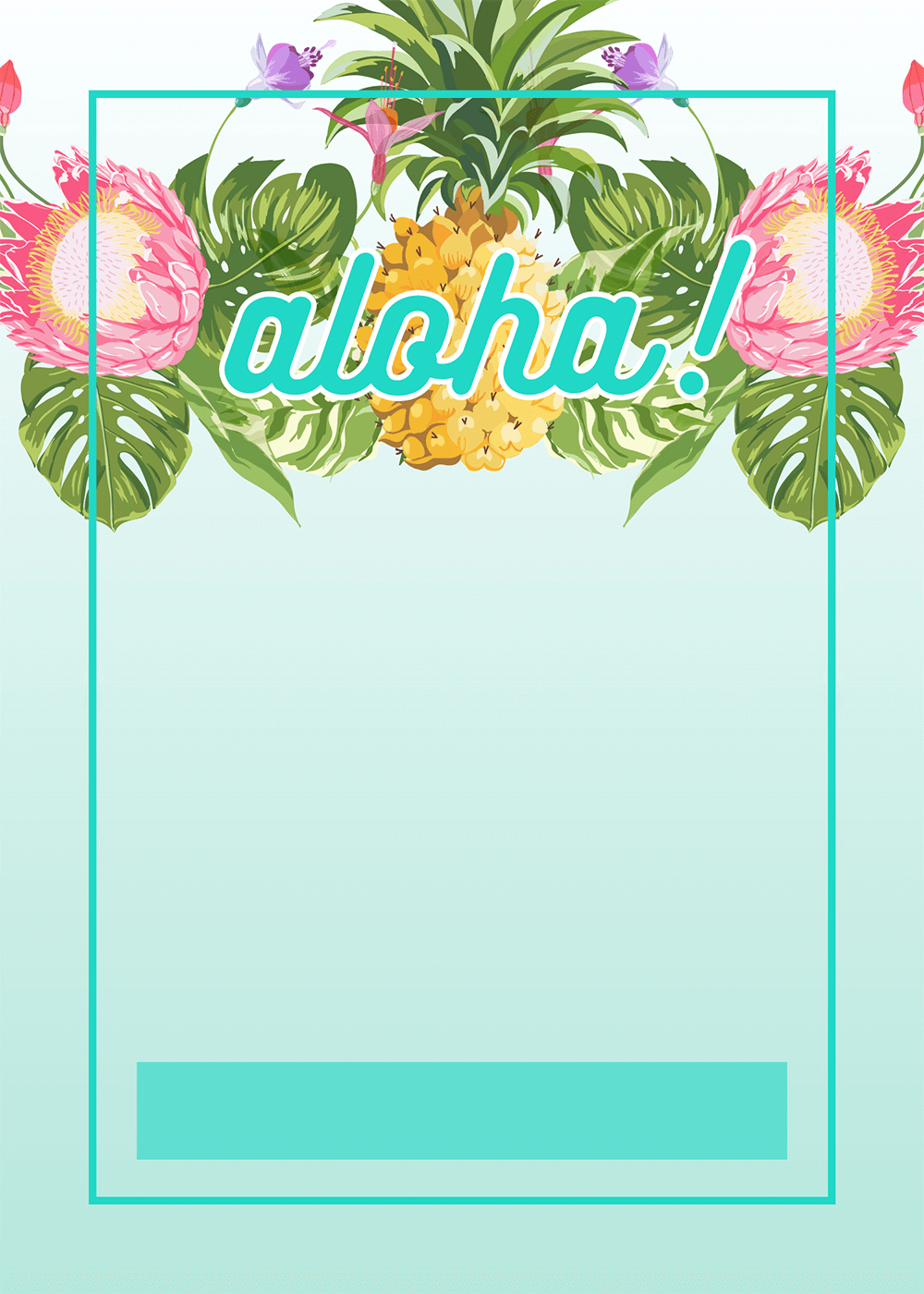 Pineapple Luau Perimeter - Free Printable Birthday Invitation - Free Printable Luau Clipart