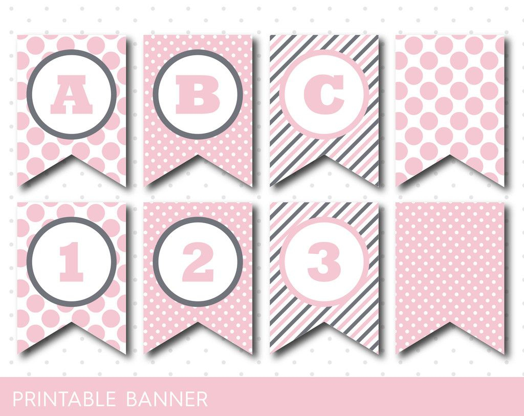 Pink Banner, Party Banner, Birthday Banner, Baby Shower Banner - Free Printable Baby Shower Banner Letters