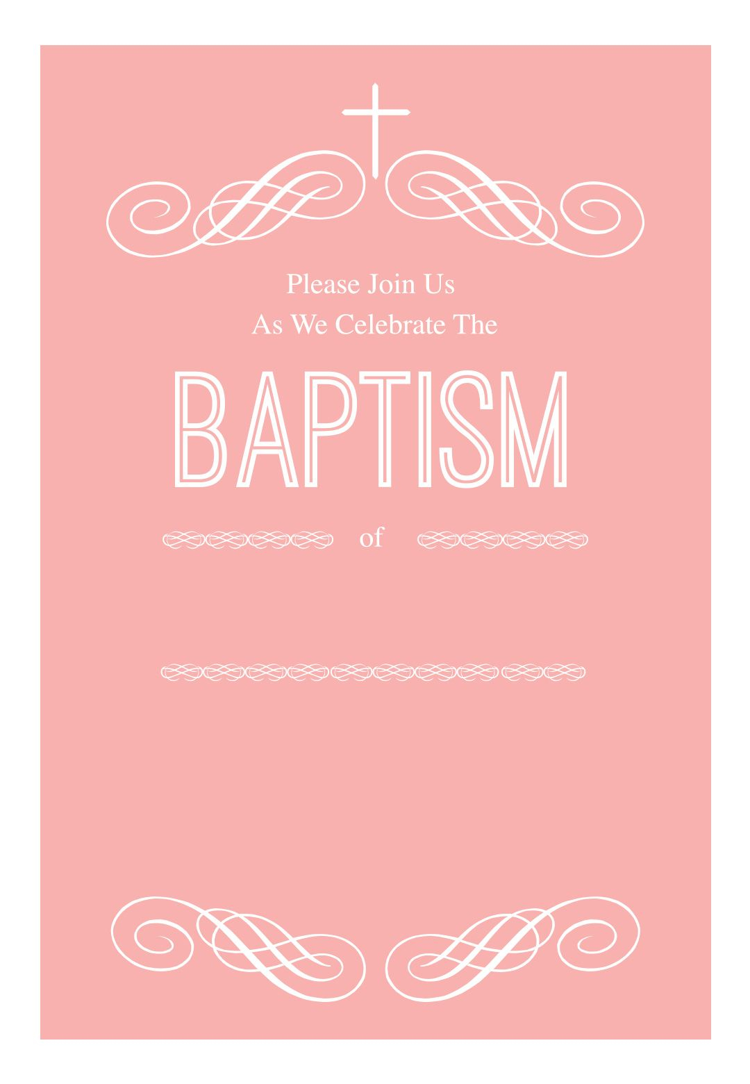 Pink Decorations - Free Printable Baptism &amp;amp; Christening Invitation - Free Printable Baptism Greeting Cards