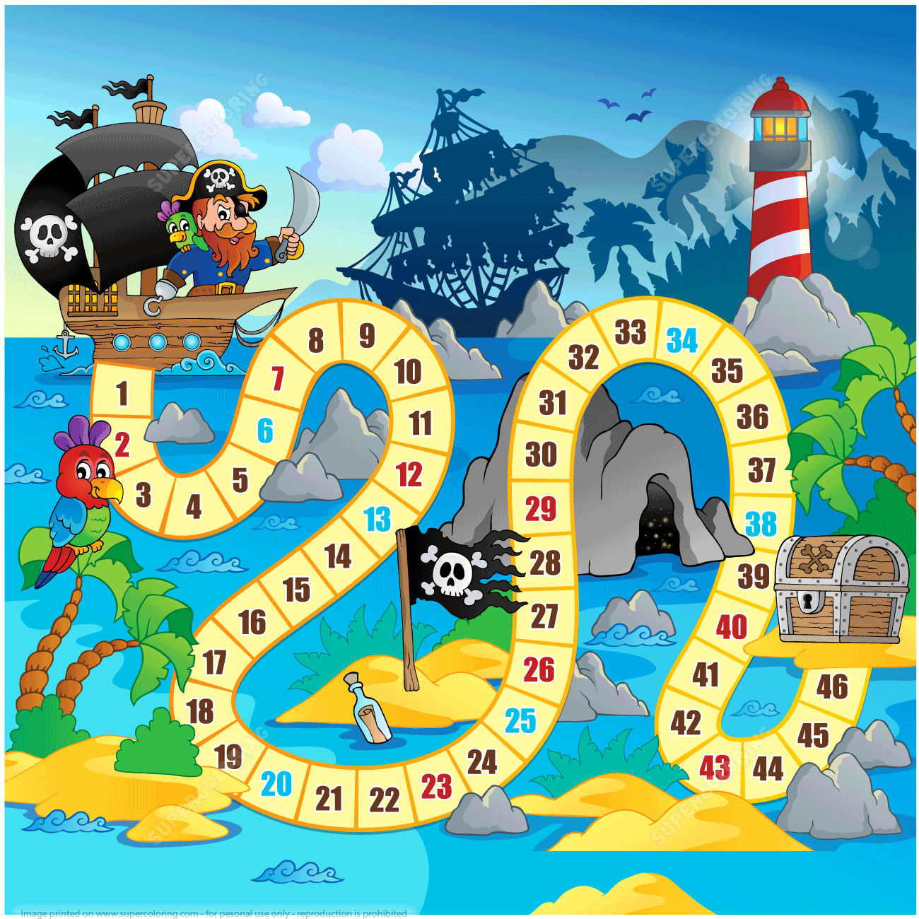 Pirate Board Game Printable Template | Free Printable Papercraft - Free Printable Board Games