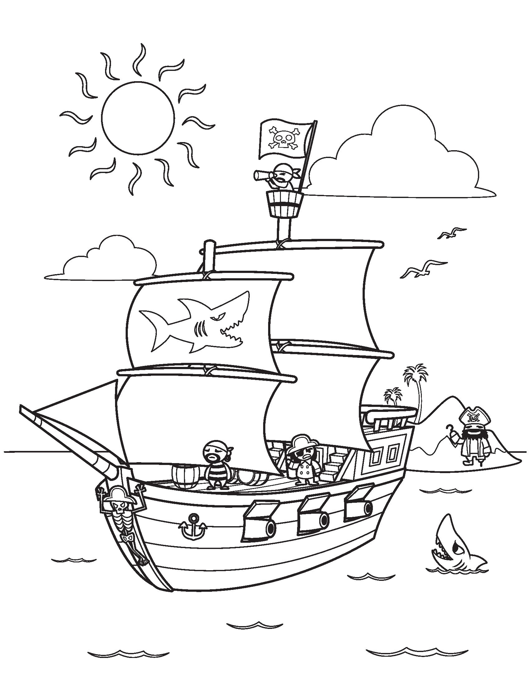 Pirate Ship Coloring Pages Kidsfreecoloring | Free Download Kids - Free Printable Boat Pictures
