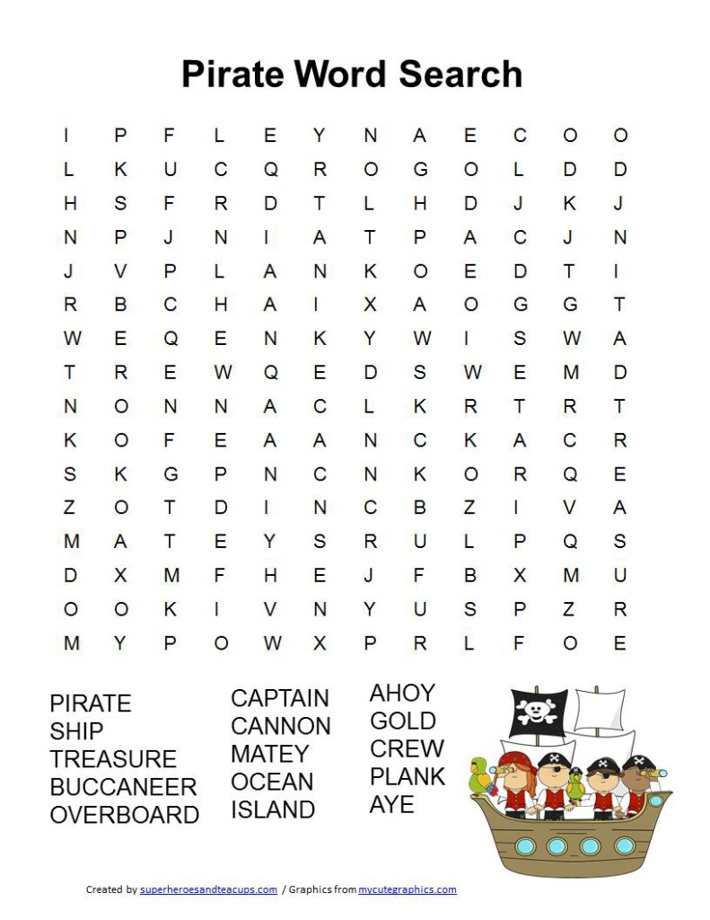 Pirate Word Search Free Printable For Kids - Free Printable Word Finds
