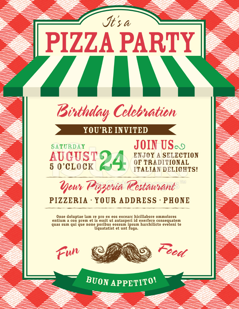 Pizza And Birthday Party Invitation Design Template Stock Vector - Free Printable Italian Dinner Invitations