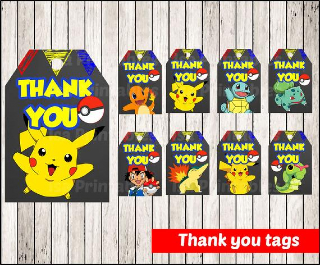 Pokemon Birthday Party Printable Tags And Labels | Birthday Wikii - Free Printable Pokemon Thank You Tags