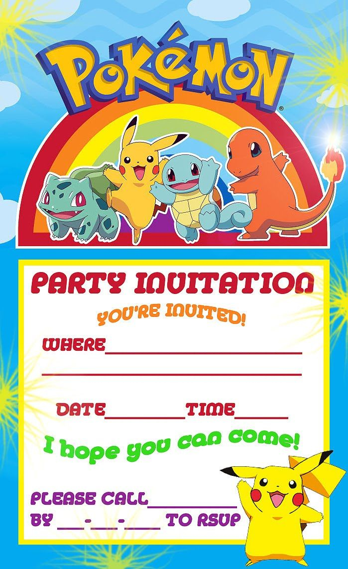 Pokemon Theme For A Kid&amp;#039;s Birthday Party | Birthday Aayu | Pinterest - Pokemon Invitations Printable Free