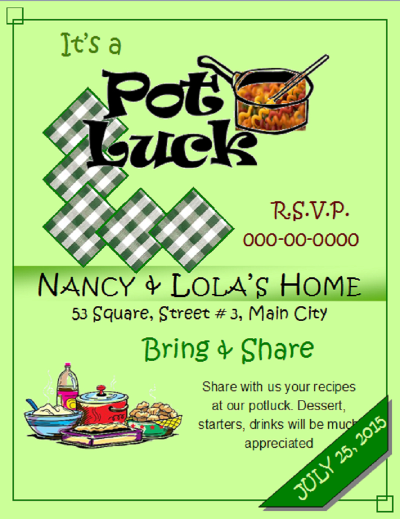 Potluck Flyer Template Free Printable | Loving Printable - Free Printable Flyers For Parties