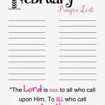 Prayer List Printable – February Another Free Printable For The   Free Printable Prayer List