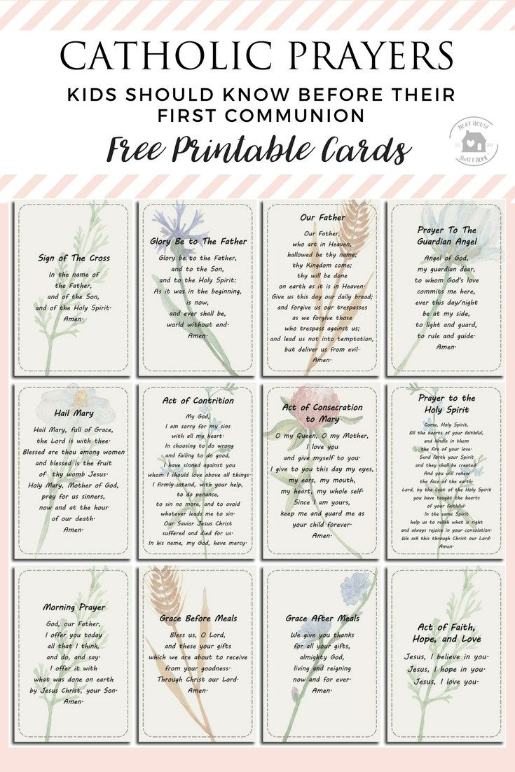 Prayers For First Communion Preparation | Free Printable Cards - Free Printable Catholic Prayer Cards