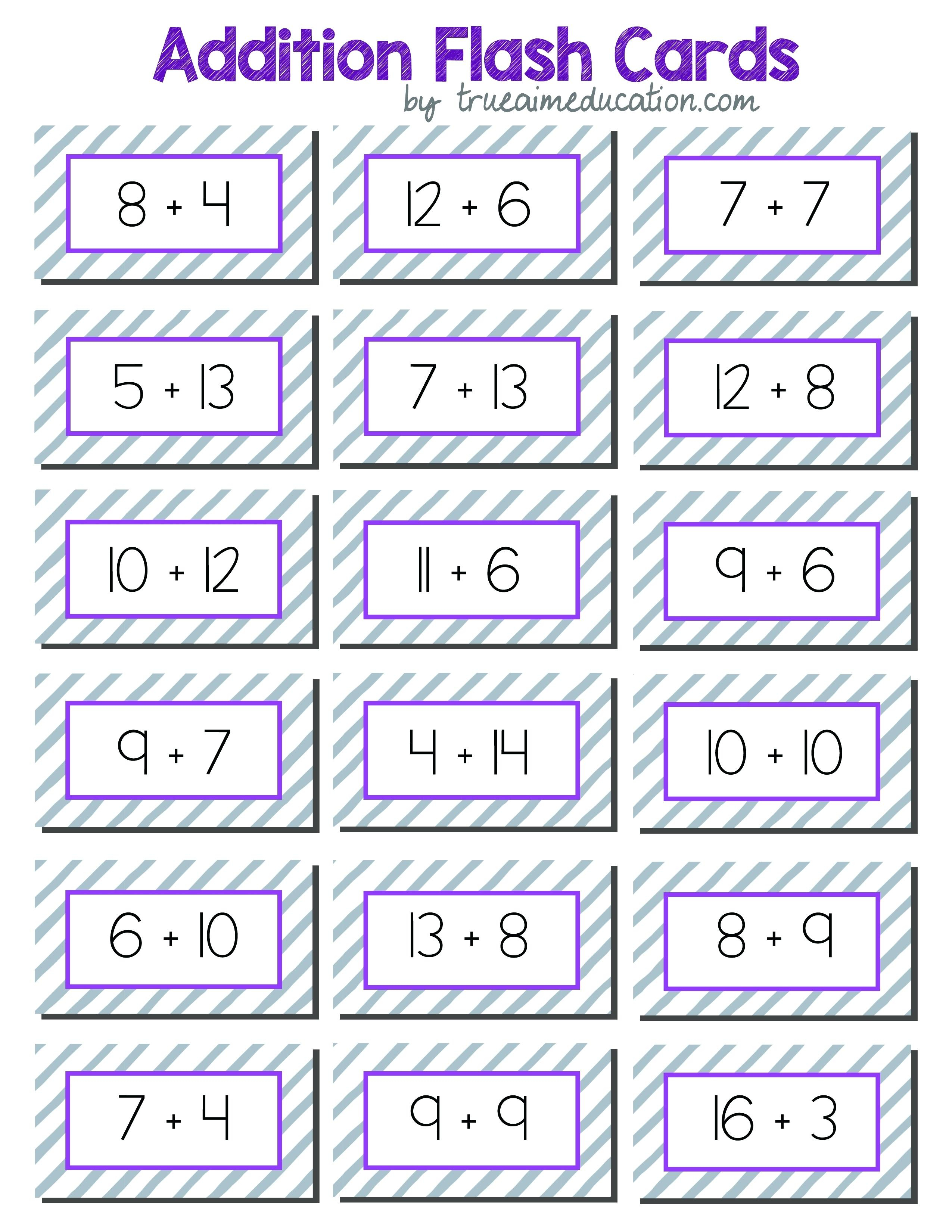 Preschool Flashcards Math Addition – Mymaui.club - Free Printable Math Flashcards Addition