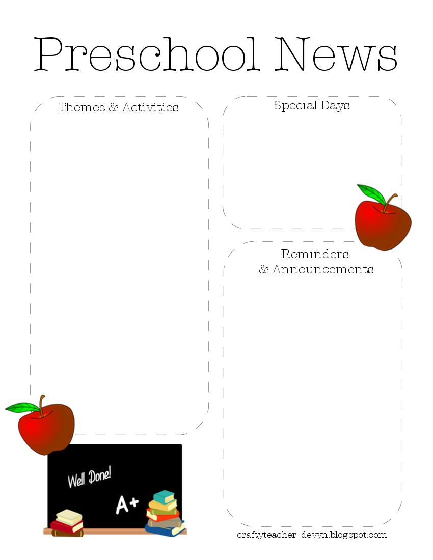 Preschool Newsletter Template 2 | Teaching Ideas | Preschool - Free Printable Preschool Newsletter Templates