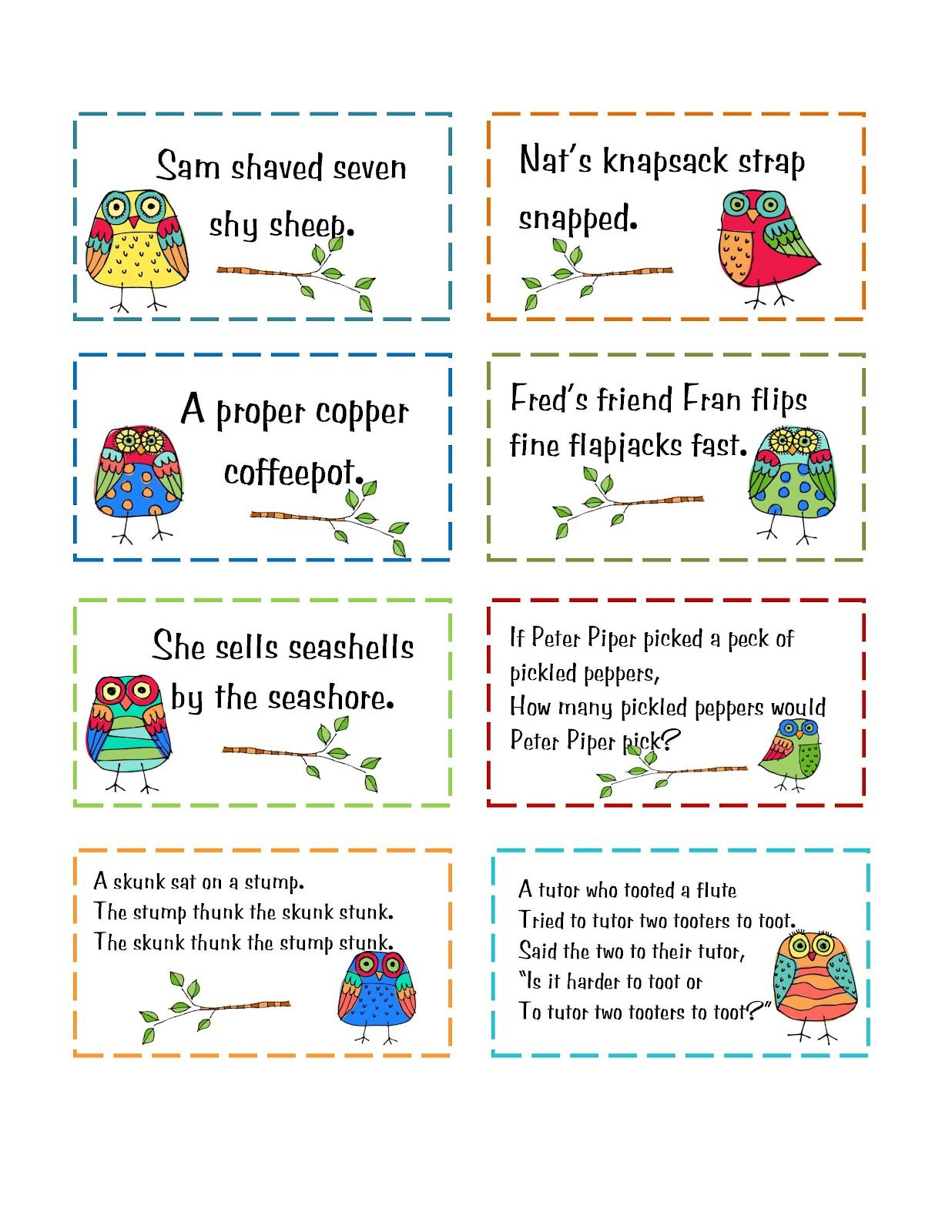 Preschool Printables: Freebie | School | Tongue Twisters For Kids - Free Printable Tongue Twisters