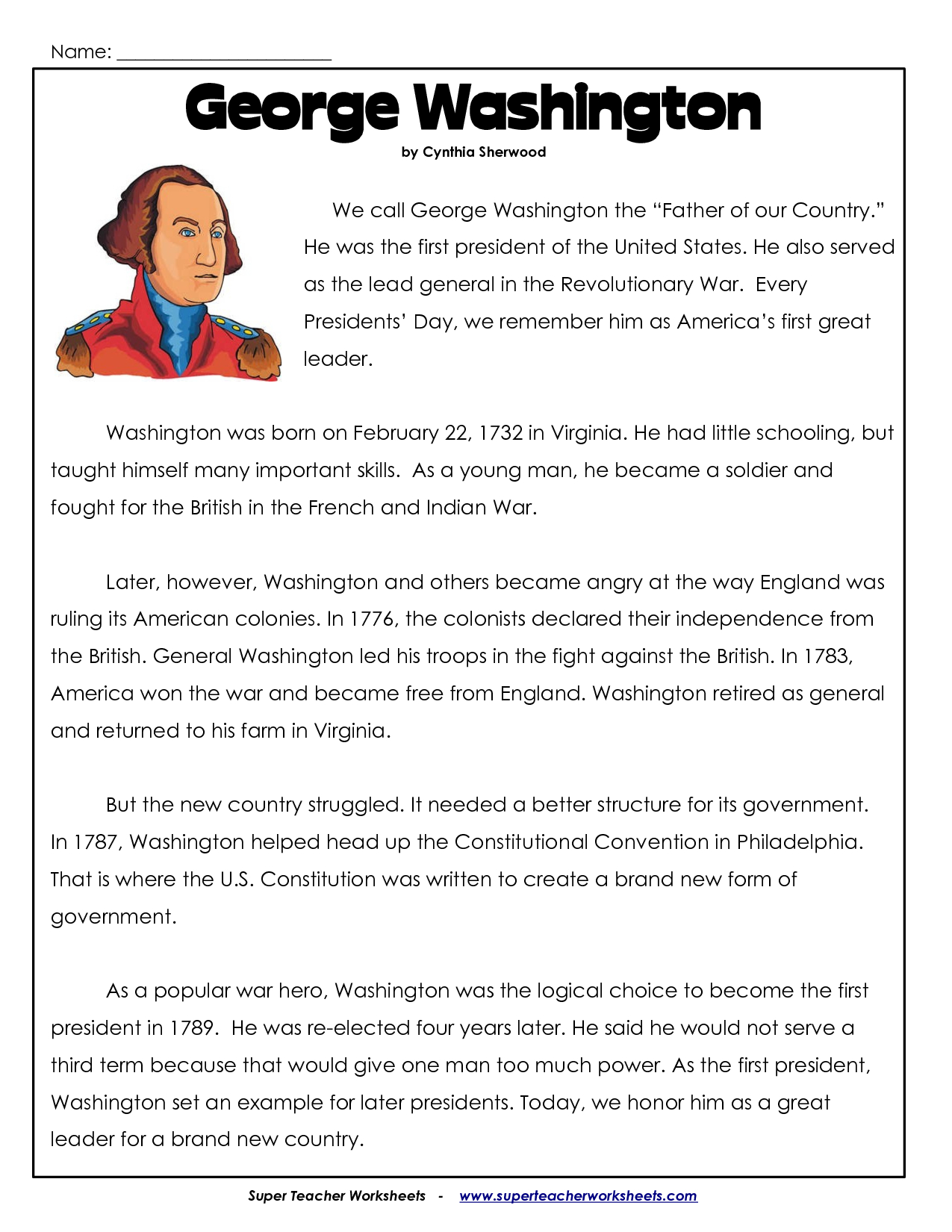 President&amp;#039;s Day Coloring Worksheet | George Washington Worksheets - Free Printable George Washington Worksheets