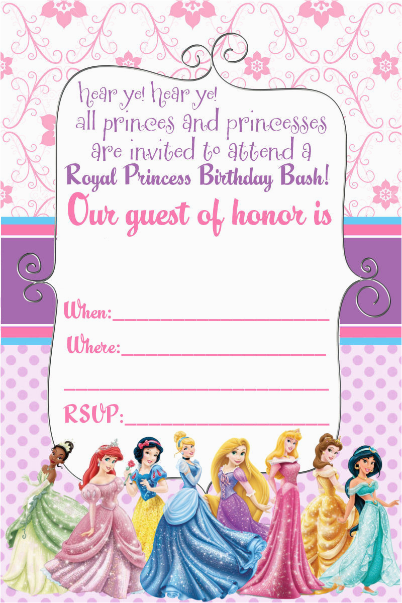 Princess Themed Birthday Invitation Cards Free Printable Disney - Free Princess Printable Invitations