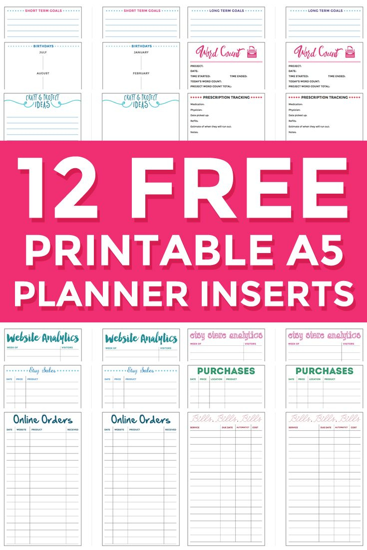 Print These Cute Free Inserts On 8.5X11 Paper. Best For A5 Filofax - Free Cute Printable Planner 2017