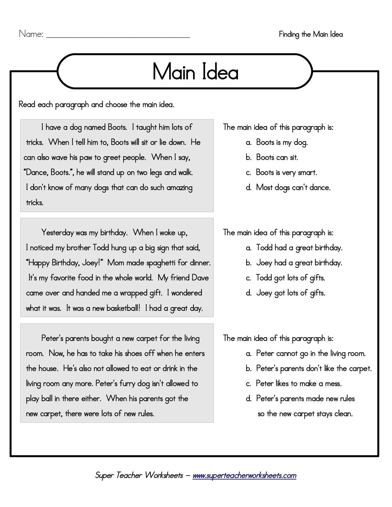 Printable 5Th Grade Main Idea Worksheets | My Classroom | Reading - Free Printable Summarizing Worksheets 4Th Grade