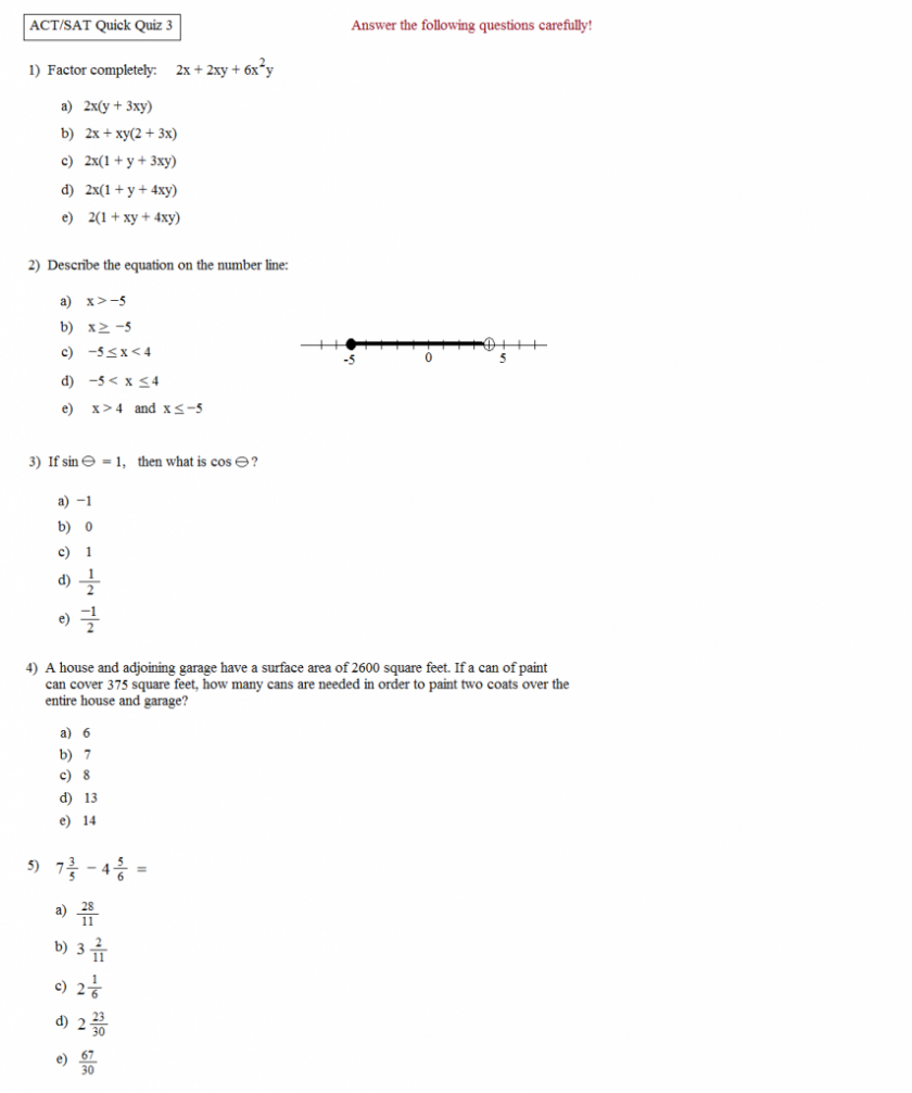 Printable Act Practice Tests Inspirational Math Worksheet Prep - Free Printable Act Practice Worksheets