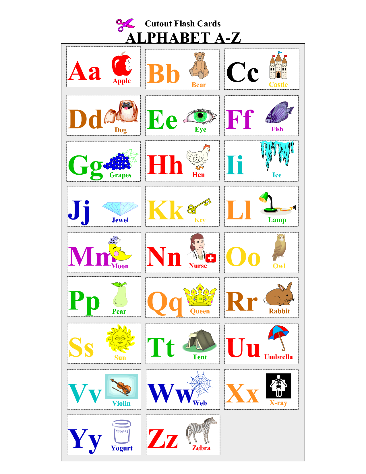Printable Alphabet | Printable Alphabet Cards Educational Flash - Free Printable Alphabet Cards With Pictures