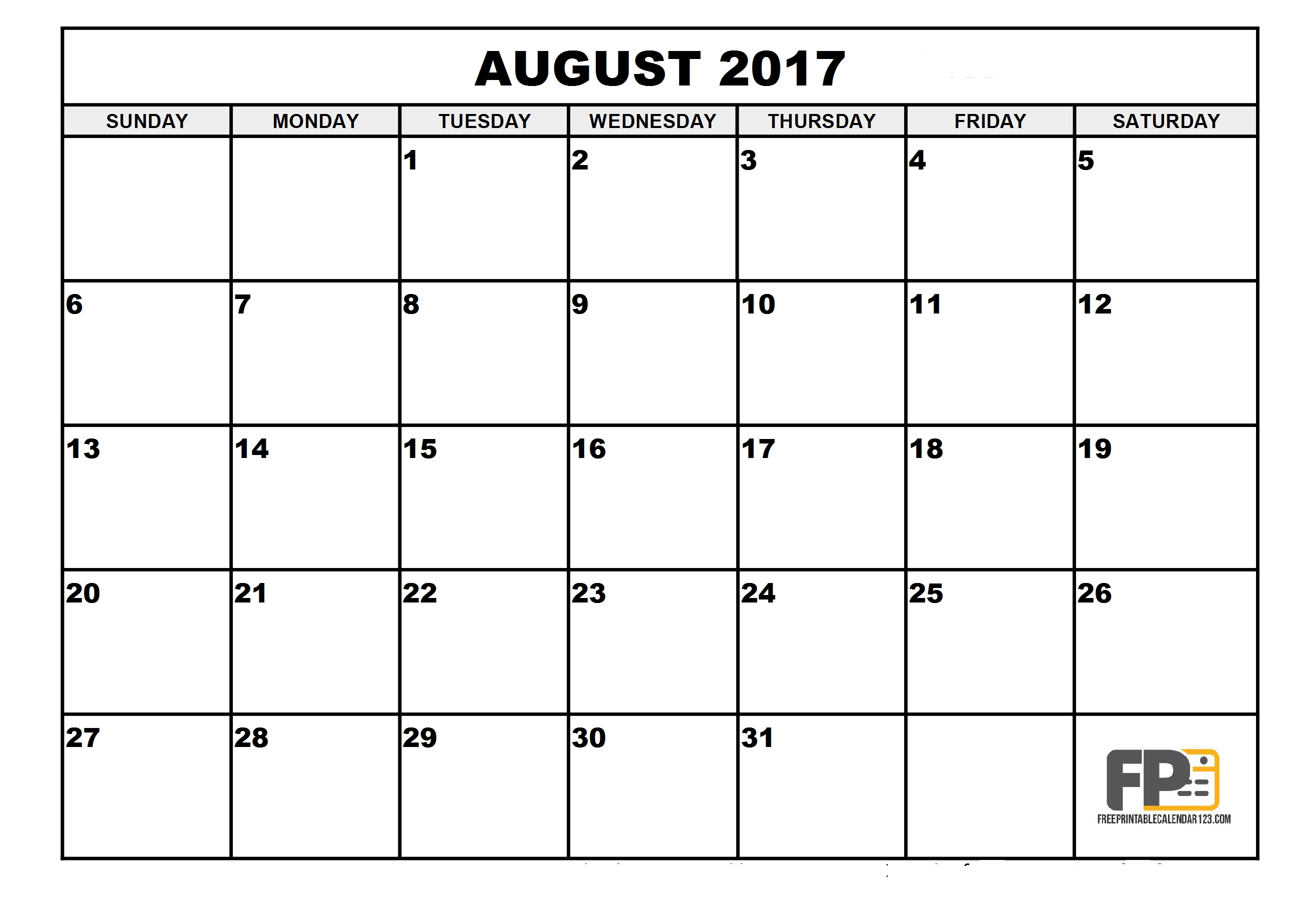 Printable August 2017 Calendar Pdf | Aaron The Artist - Free Printable August 2017