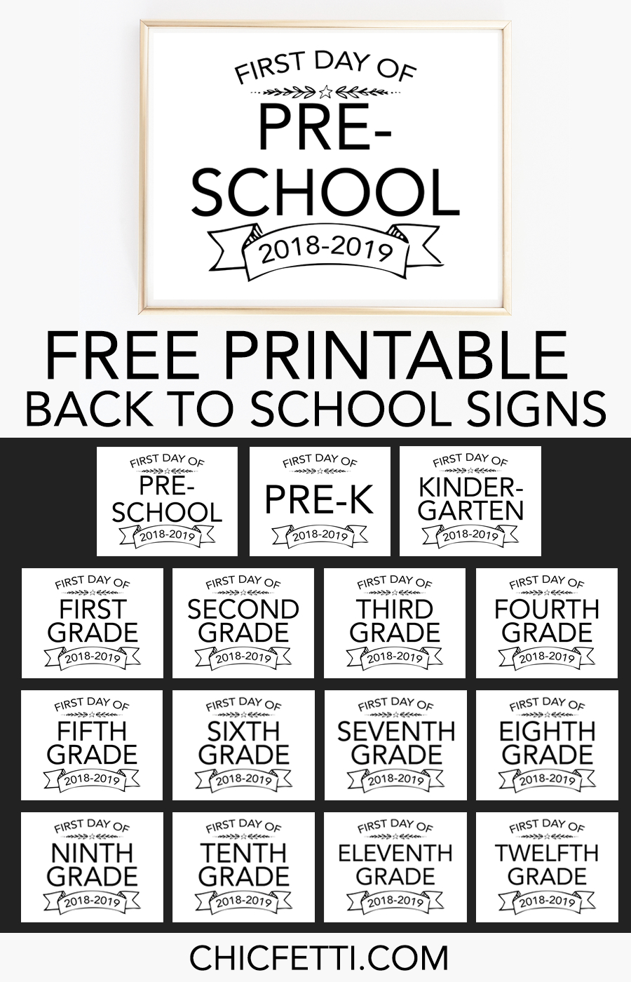Printable Back To School Signs - Print Our Free First Day Of School - Free Printable Closed Thanksgiving Day Signs